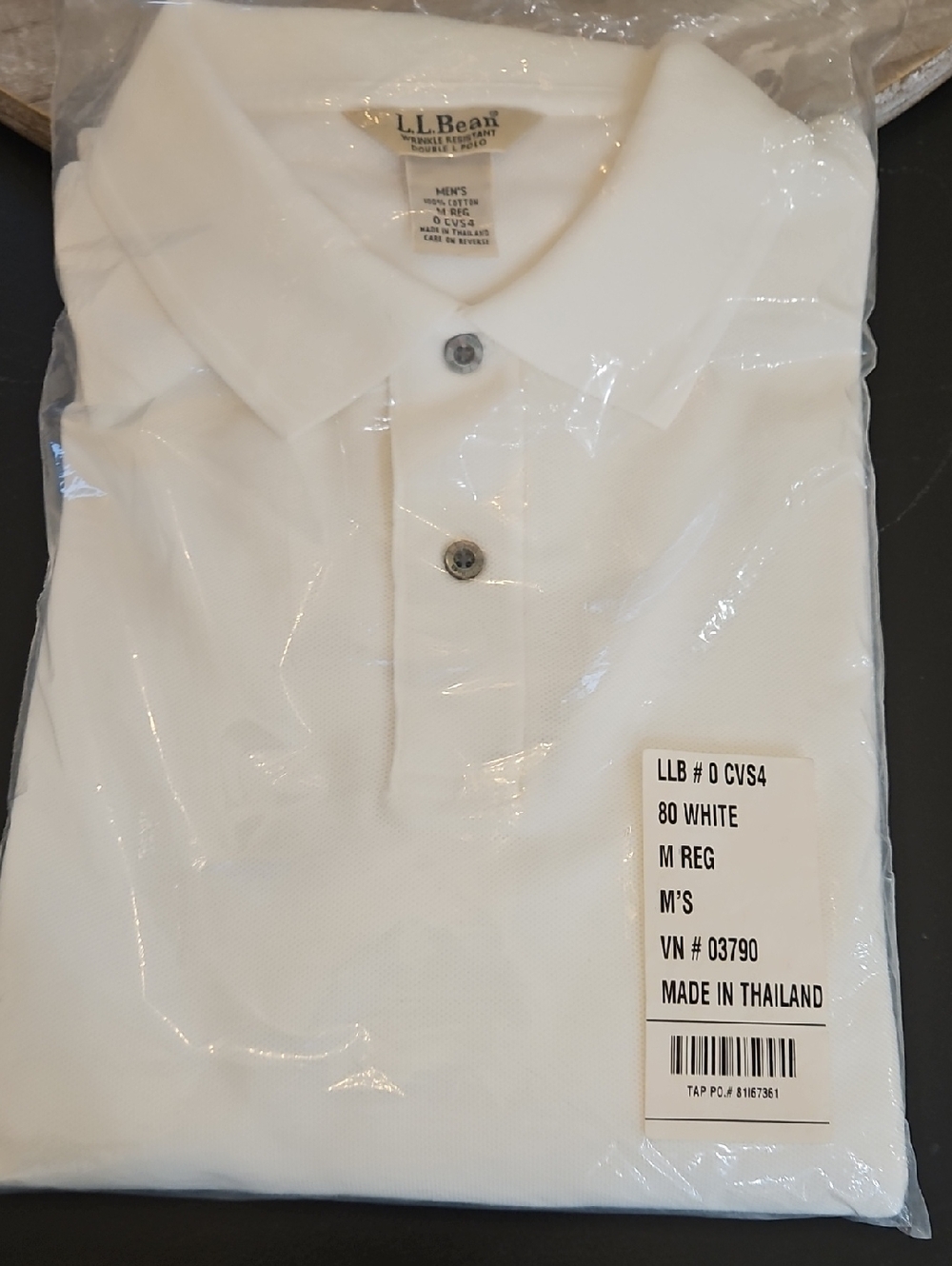 L.L. Bean Men's White Polo Shirt. Size M